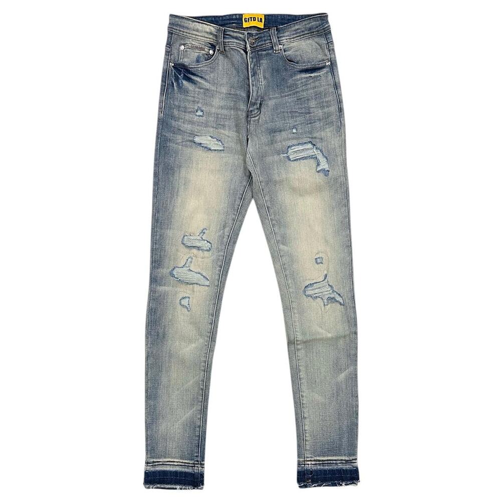 GFTD LA Los Angeles Men's Skinny Fit Jeans Playa Distressed Rip & Repair Denim